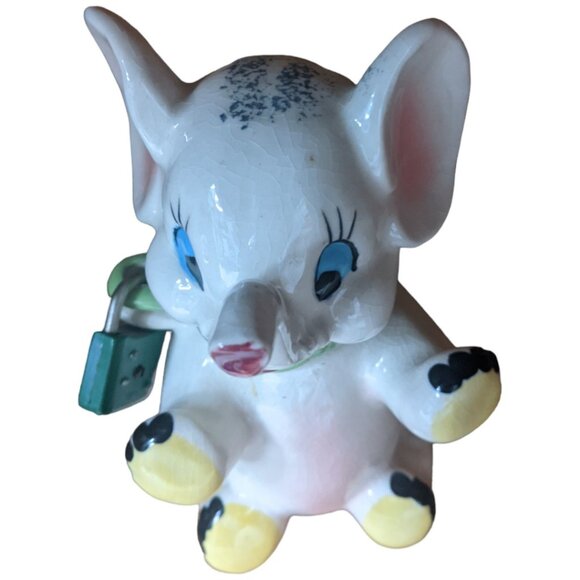 Ever Brite Elephant Bank Anthropomorphic Ceramic Coin Vintage Kitsch Japan - Picture 10 of 15